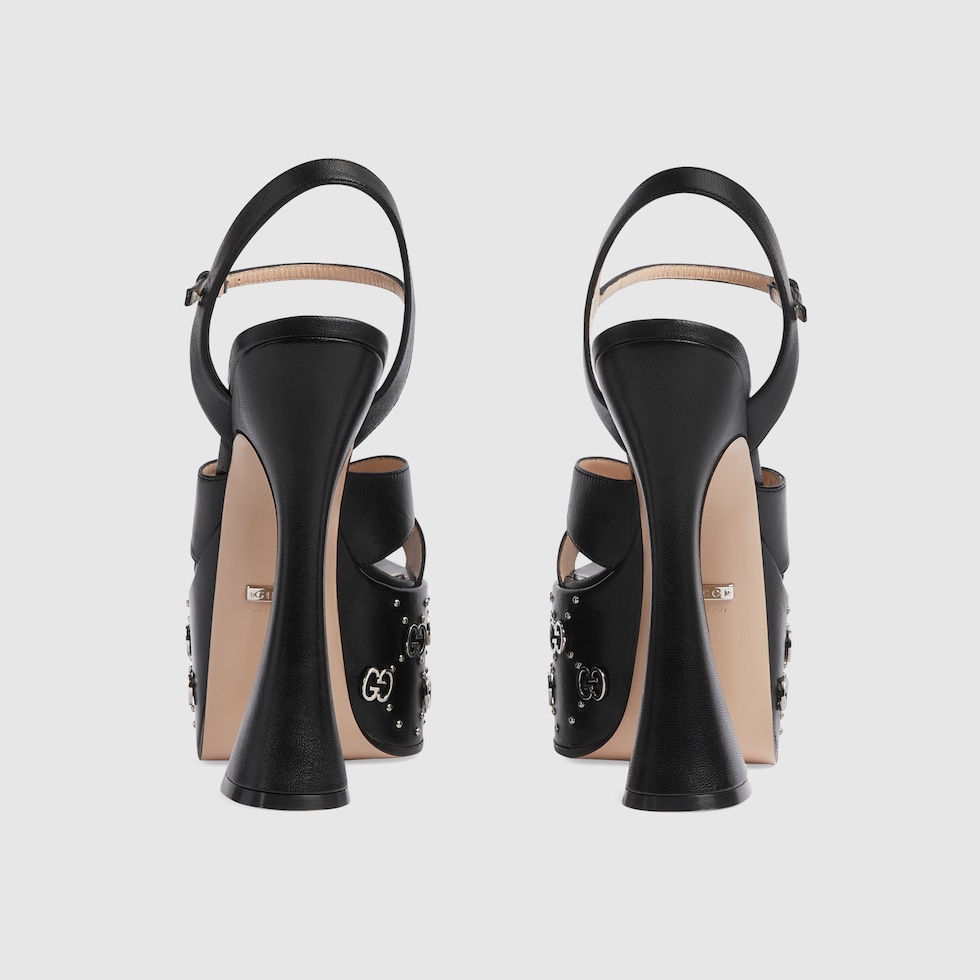 靴 GUCCI Leather Sandals Studs Black y2k Women's sandal with Double G in black GG canvas | GUCCI® CA