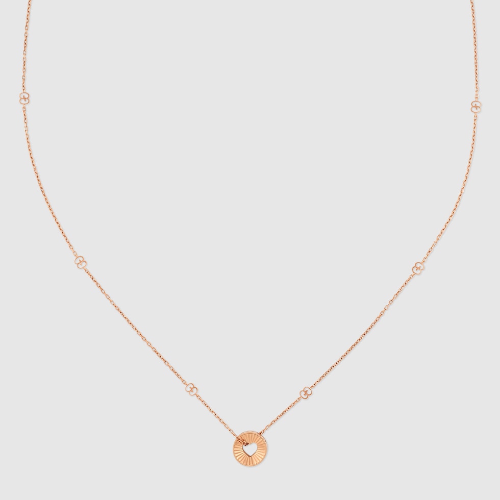 Icon 18k heart necklace in 18k rose gold | GUCCI® US