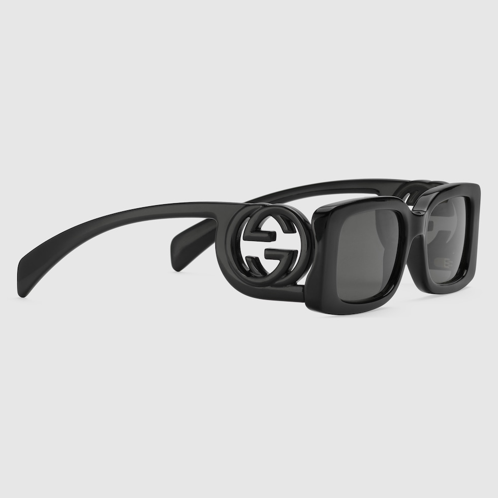 Sonnenbrille mit rechteckigem Rahmen in schwarzes Azetat GUCCI BE