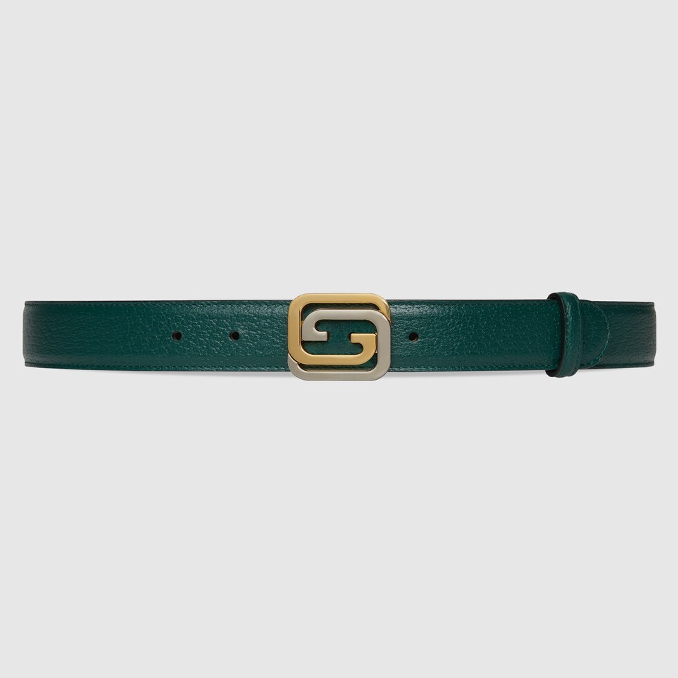 Reversible belt with squared Interlocking G in black and green