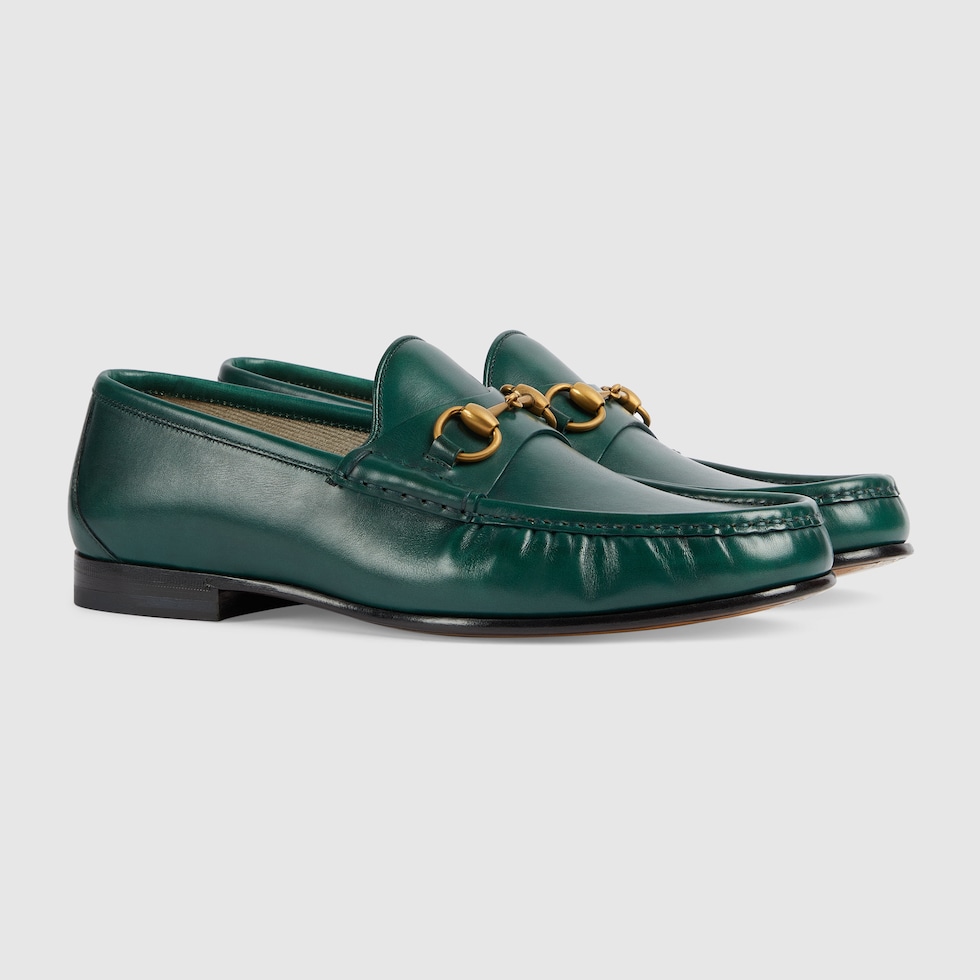 Mocassino Horsebit 1953 uomo in pelle verde scuro | GUCCI® CH
