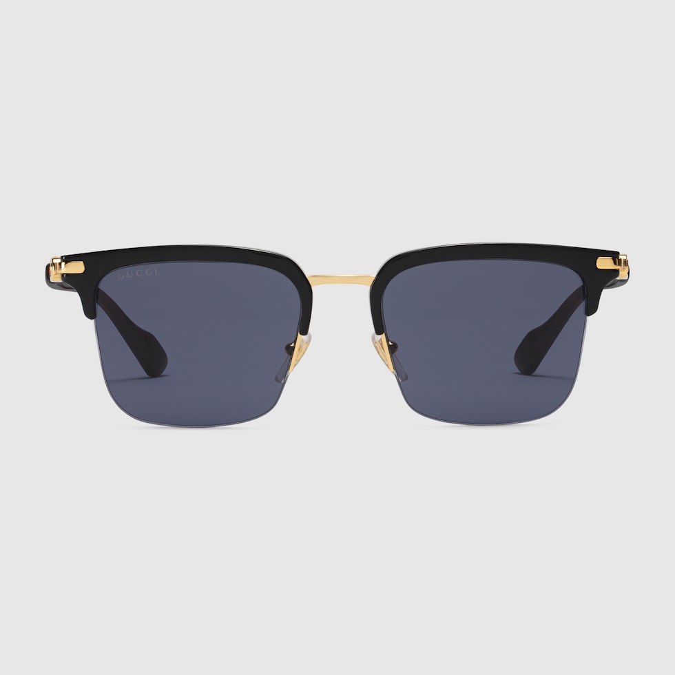 Rectangular sunglasses in yellow gold-toned metal | GUCCI® US