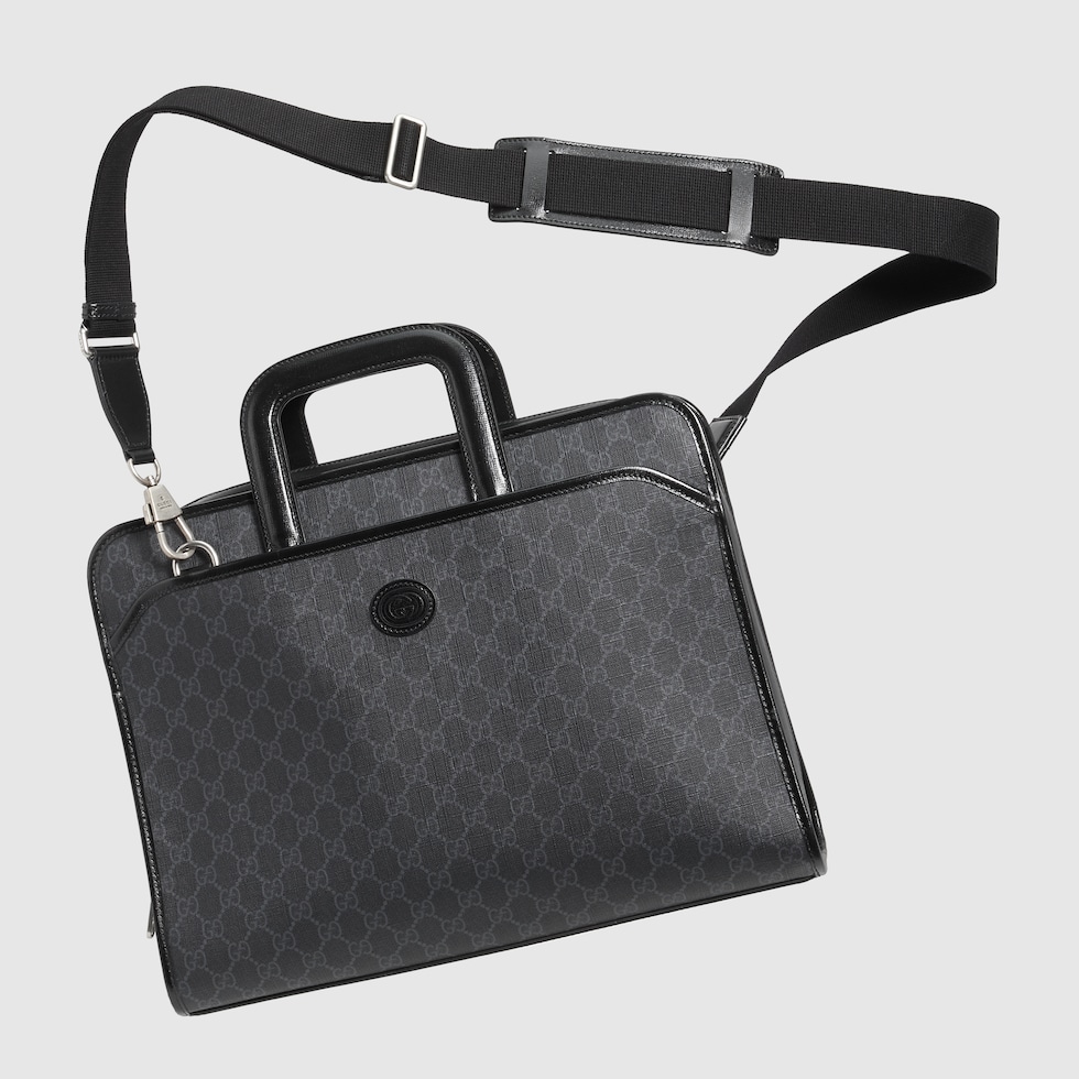 Large briefcase with Interlocking G in black Supreme GUCCI Canada