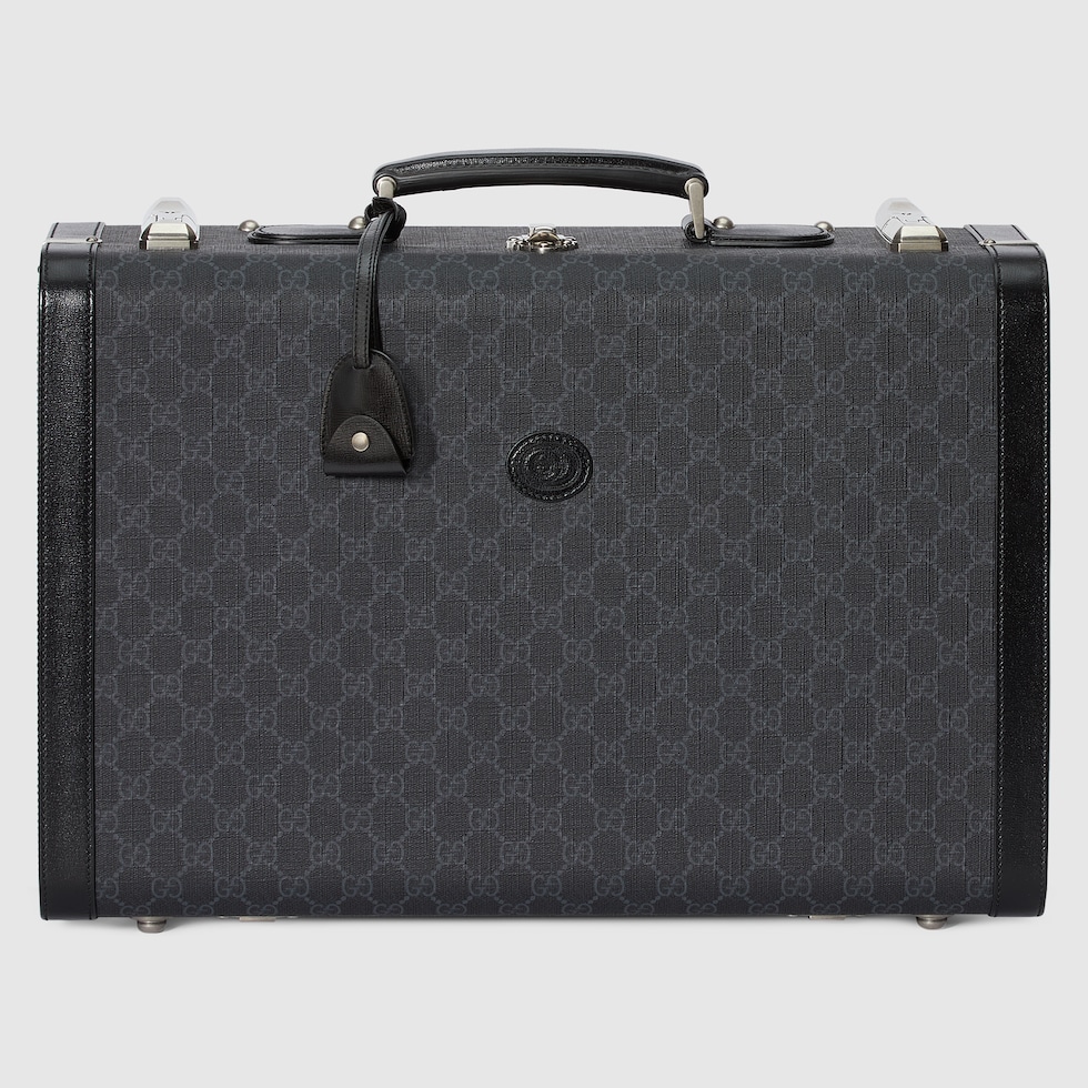 Medium rigid suitcase in black Supreme | GUCCI® SG