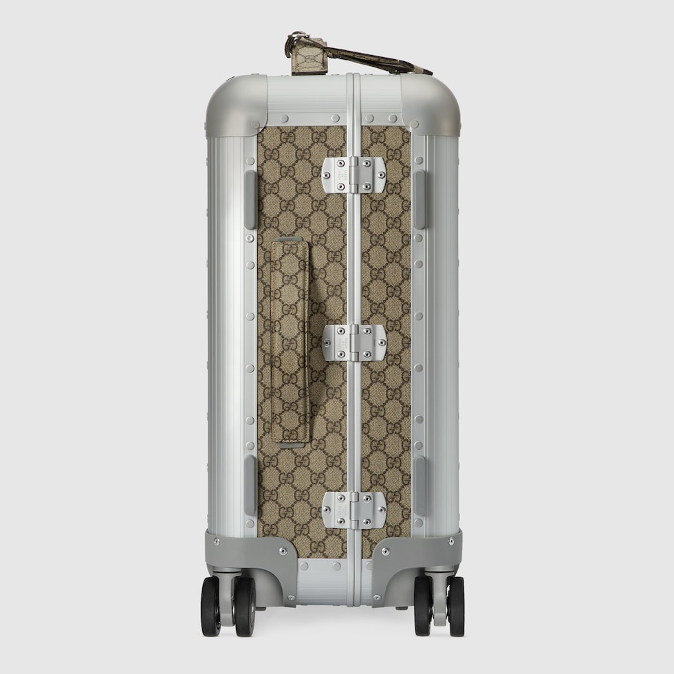 Gucci Porter cabin plus trolley in beige and dark brown Supreme