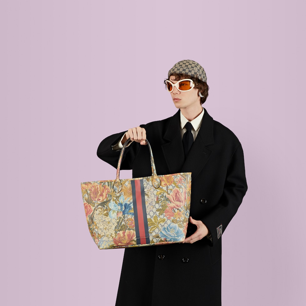 Online Exclusive Ophidia Flora large tote bag in multicolour GG Supreme Flora GUCCI UK