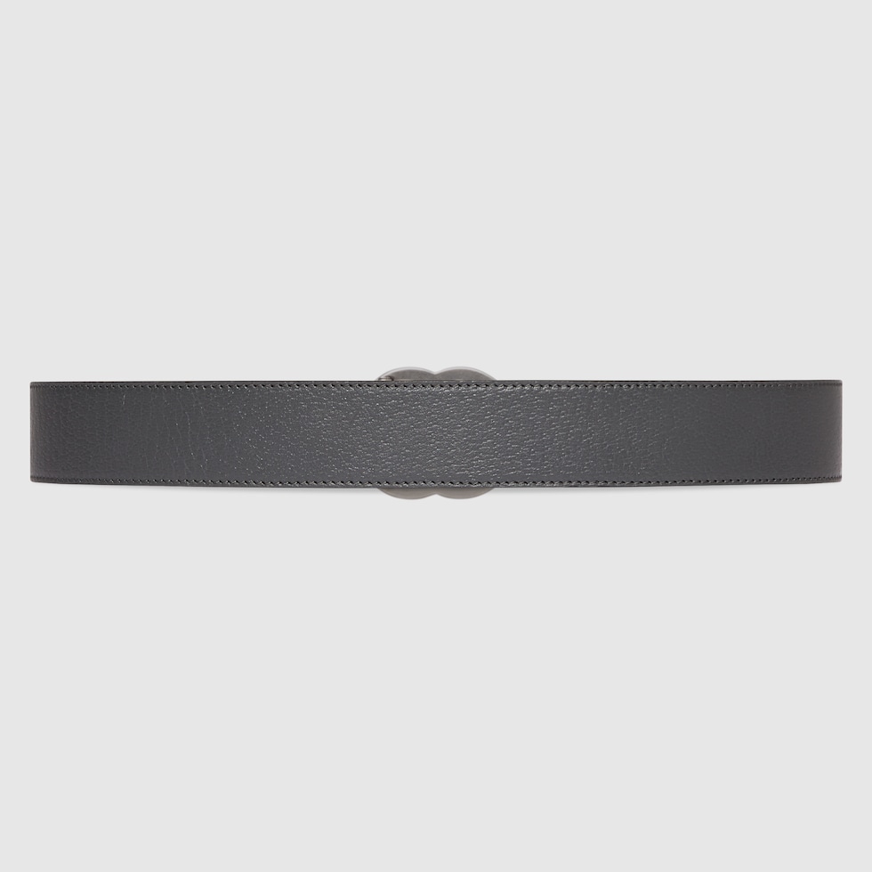 Cintura reversibile GG Marmont in tessuto Supreme grigio e