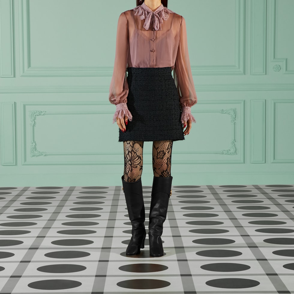 Wool tweed mini skirt in black | GUCCI® US