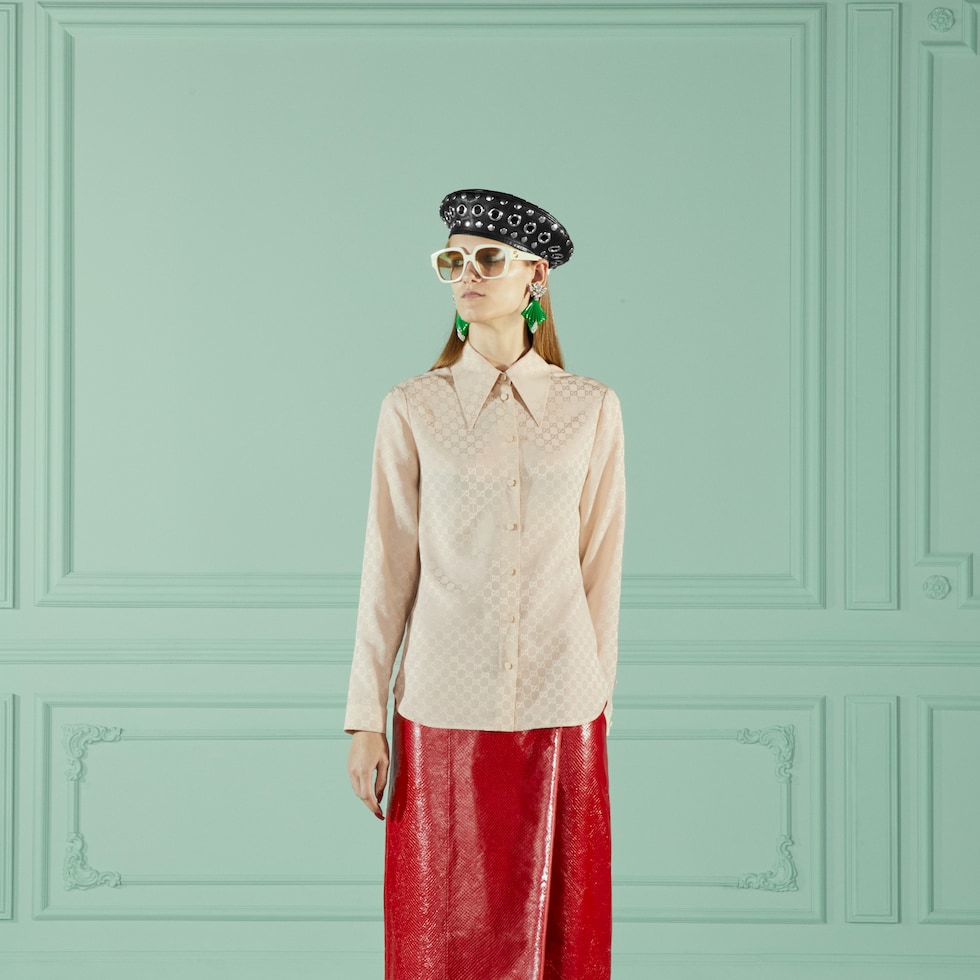 GGシルククレープ シャツ ・アイボリー | GUCCI公式