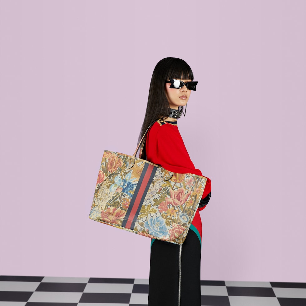 Gucci floral canvas bag new arrivals