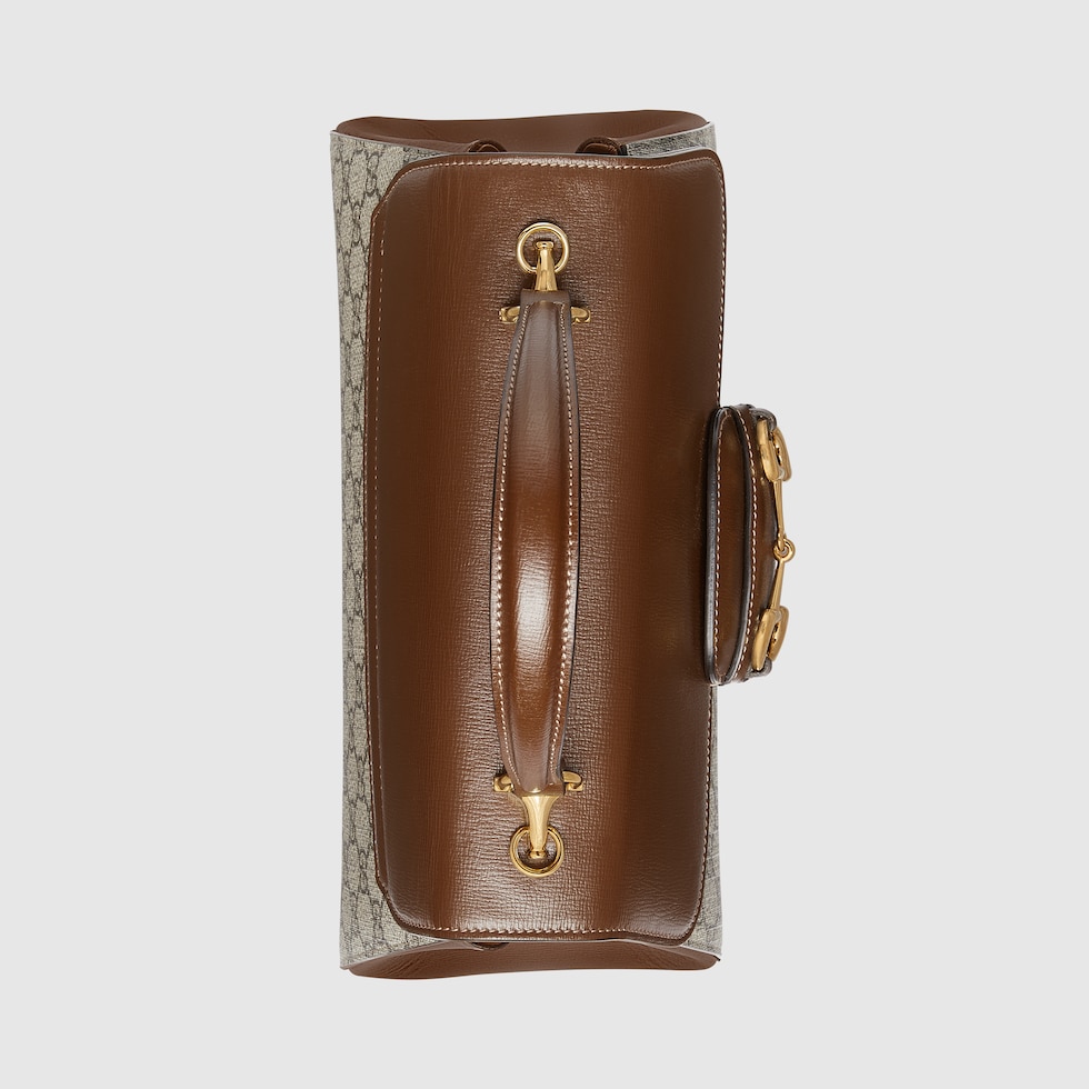 Gucci Horsebit 1955 medium top handle bag in beige and ebony GG Supreme GUCCI Canada