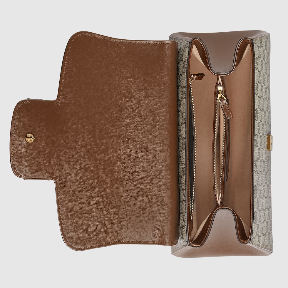Gucci Horsebit 1955 medium top handle bag in beige and ebony GG Supreme GUCCI Canada