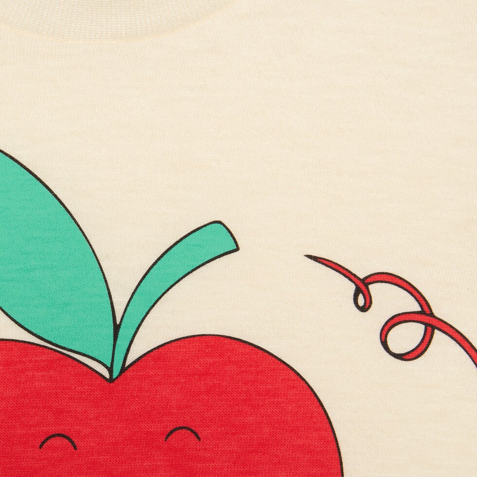 Baby cotton apple print Tshirt in ivory GUCCI® UK