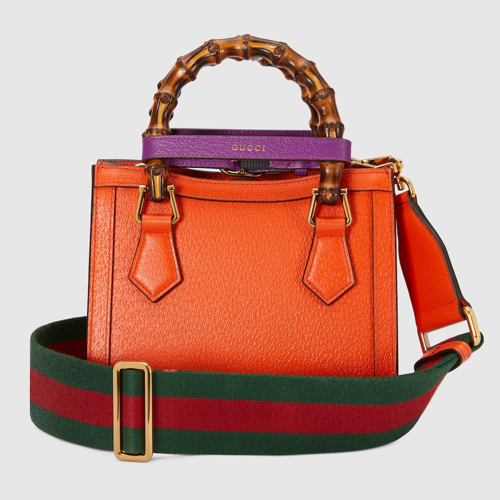 Gucci Diana small ostrich trim tote bag in orange