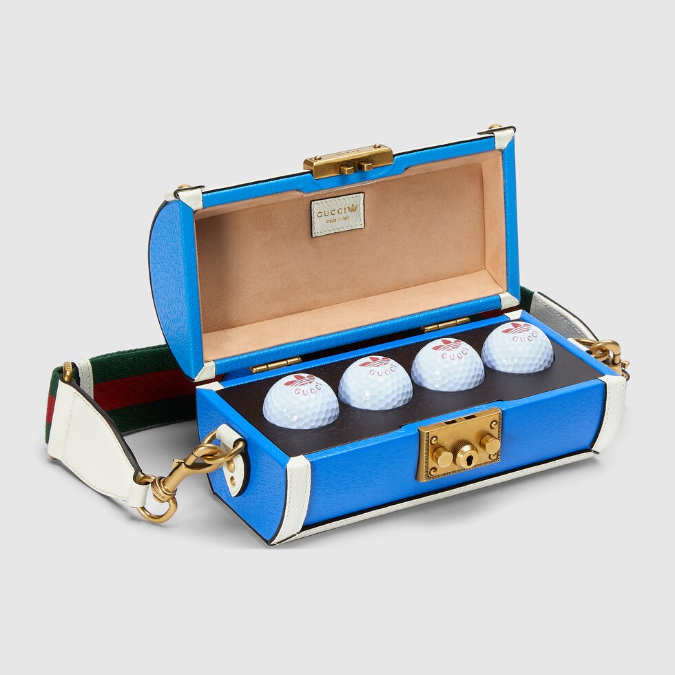 adidas x Gucci golf ball case in blue leather GUCCI® UK