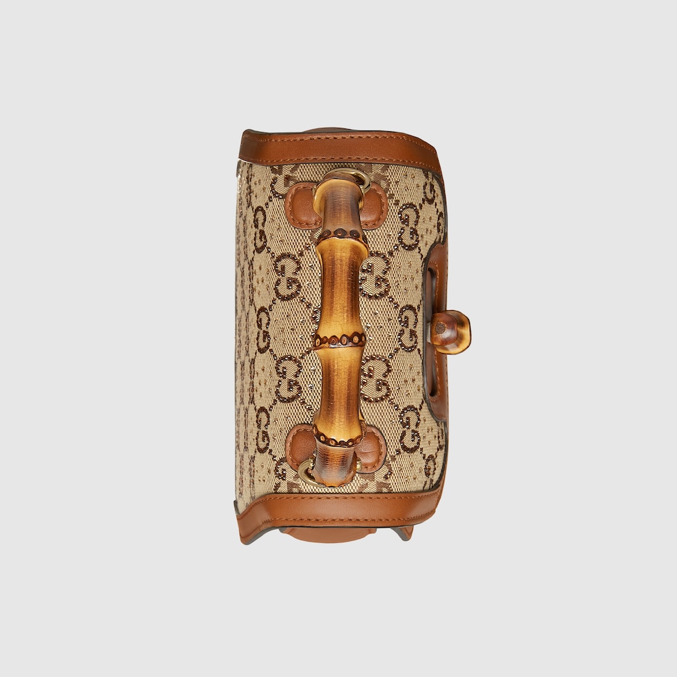 Gucci Bamboo 1947 crystals mini bag in beige and dark brown