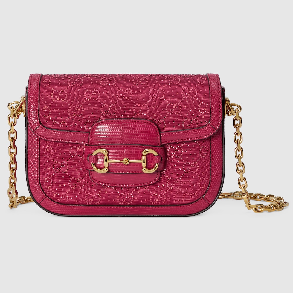Gucci Horsebit 1955 GG crystal mini bag in dark red GUCCI US