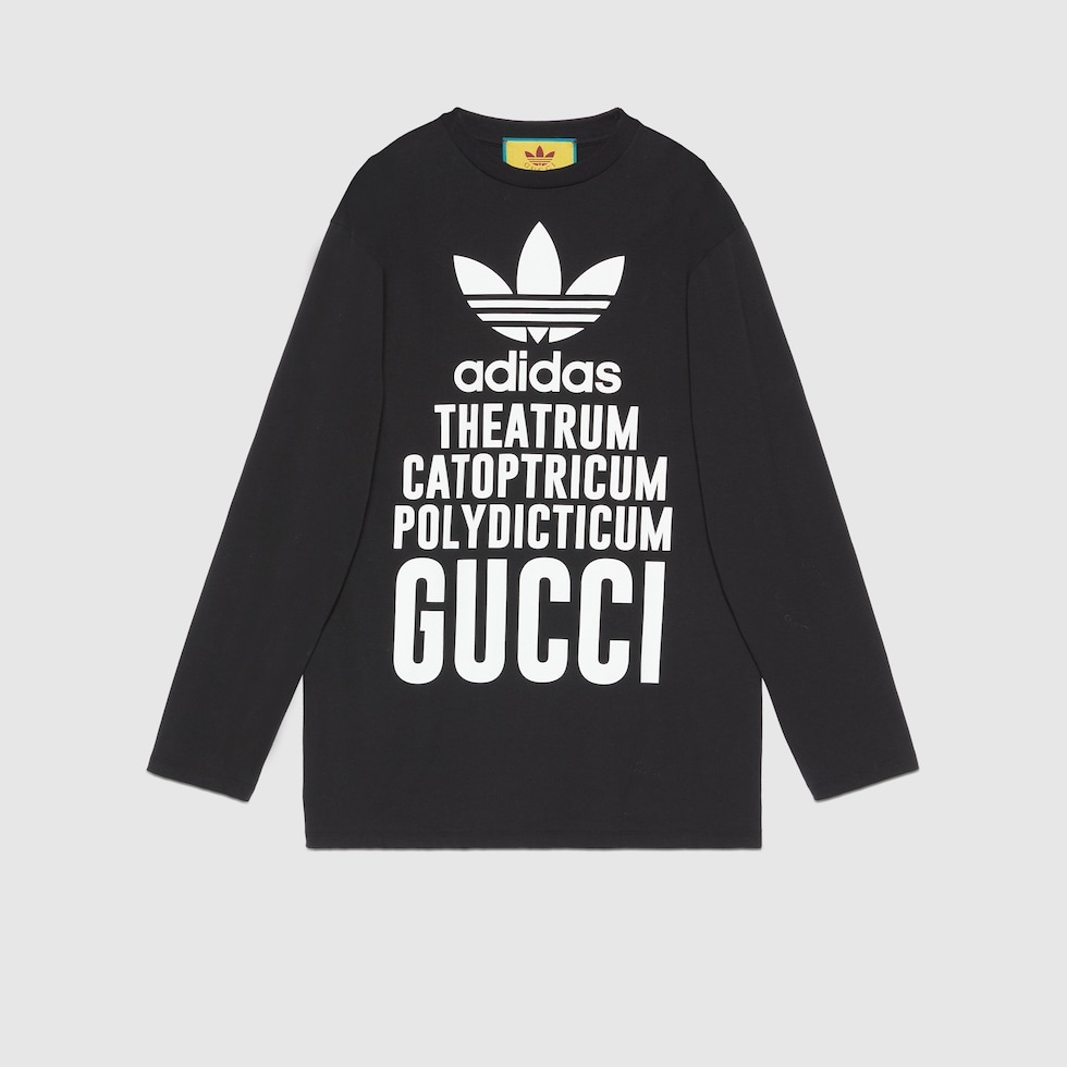 adidas x Gucci コットン ロング Tシャツブラック | GUCCI® JP