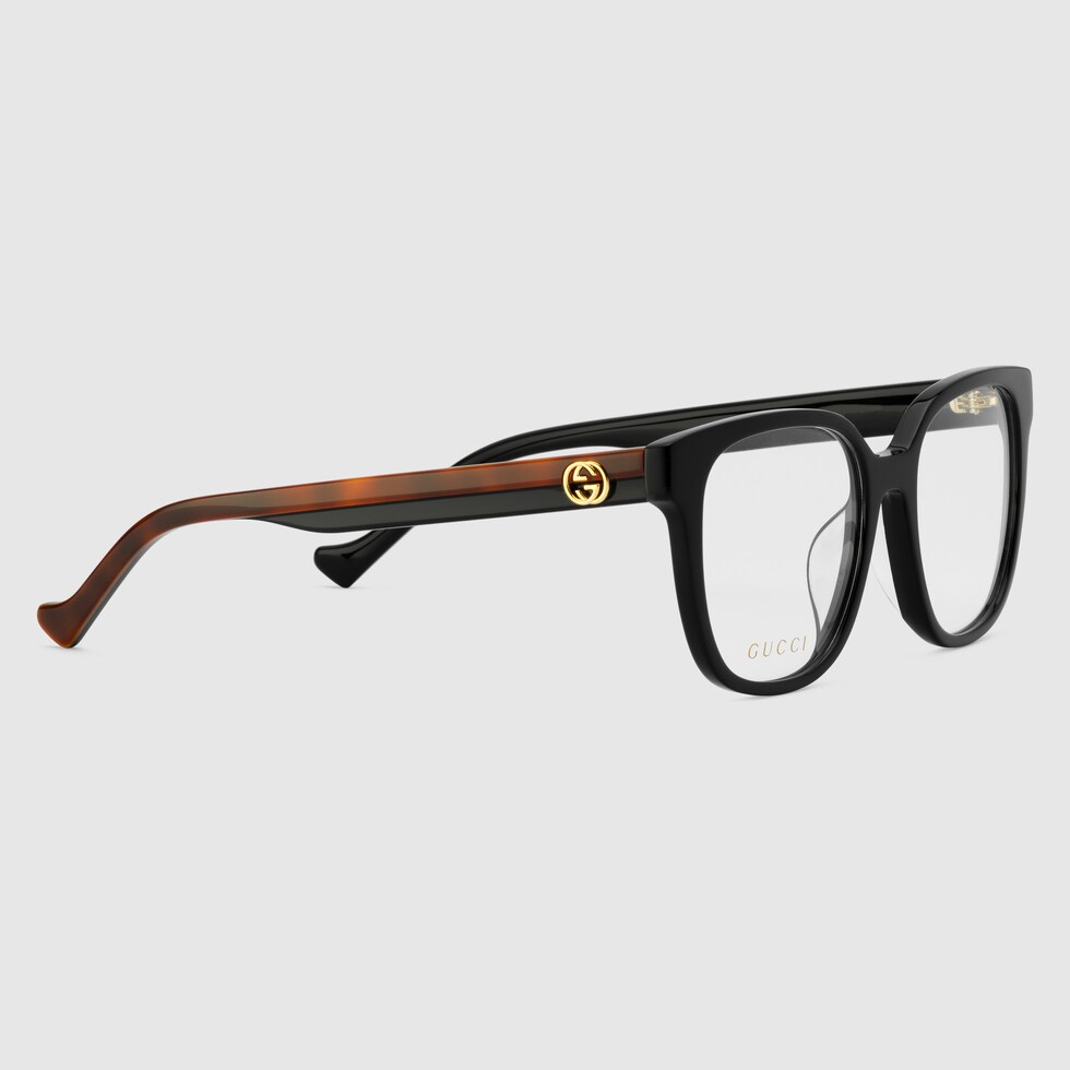 Low nose bridge fit optical frame in black acetate GUCCI Australia