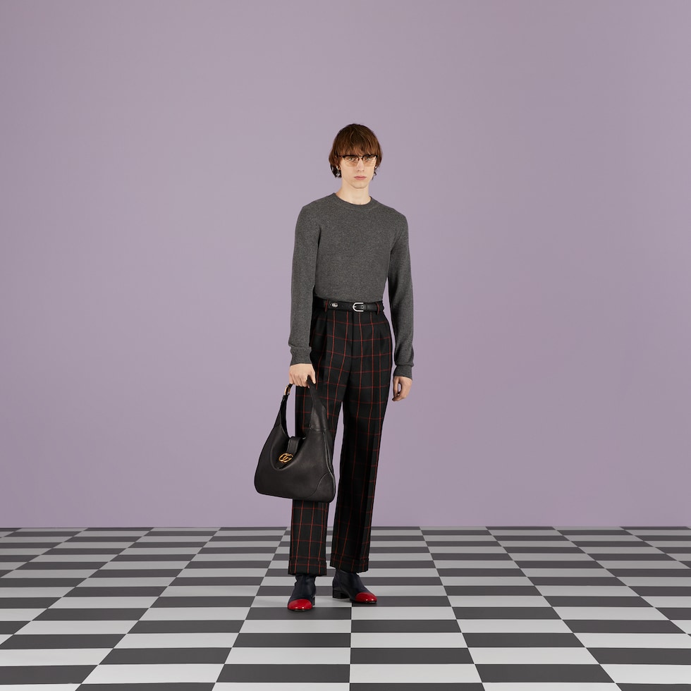 Knit cashmere sweater in dark grey | GUCCI® US