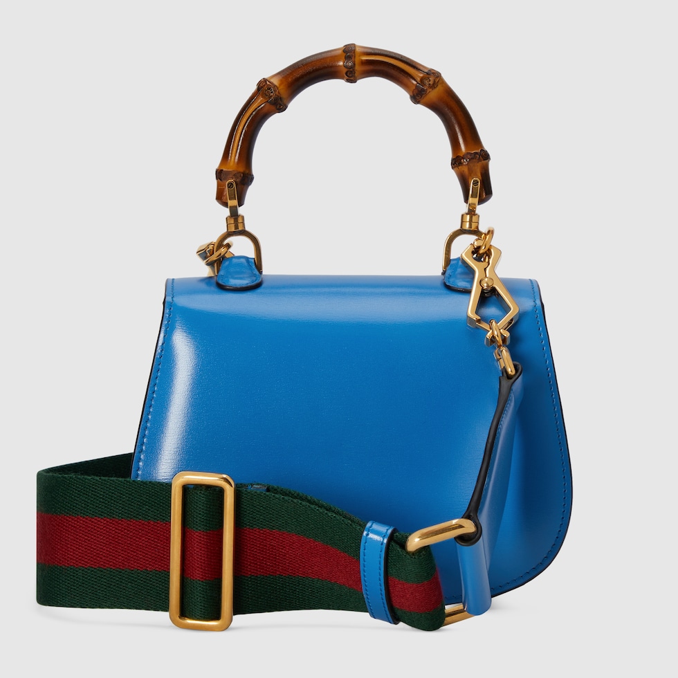 Gucci Bamboo 1947系列竹节迷你手提包 in蓝色皮革 | GUCCI® UK