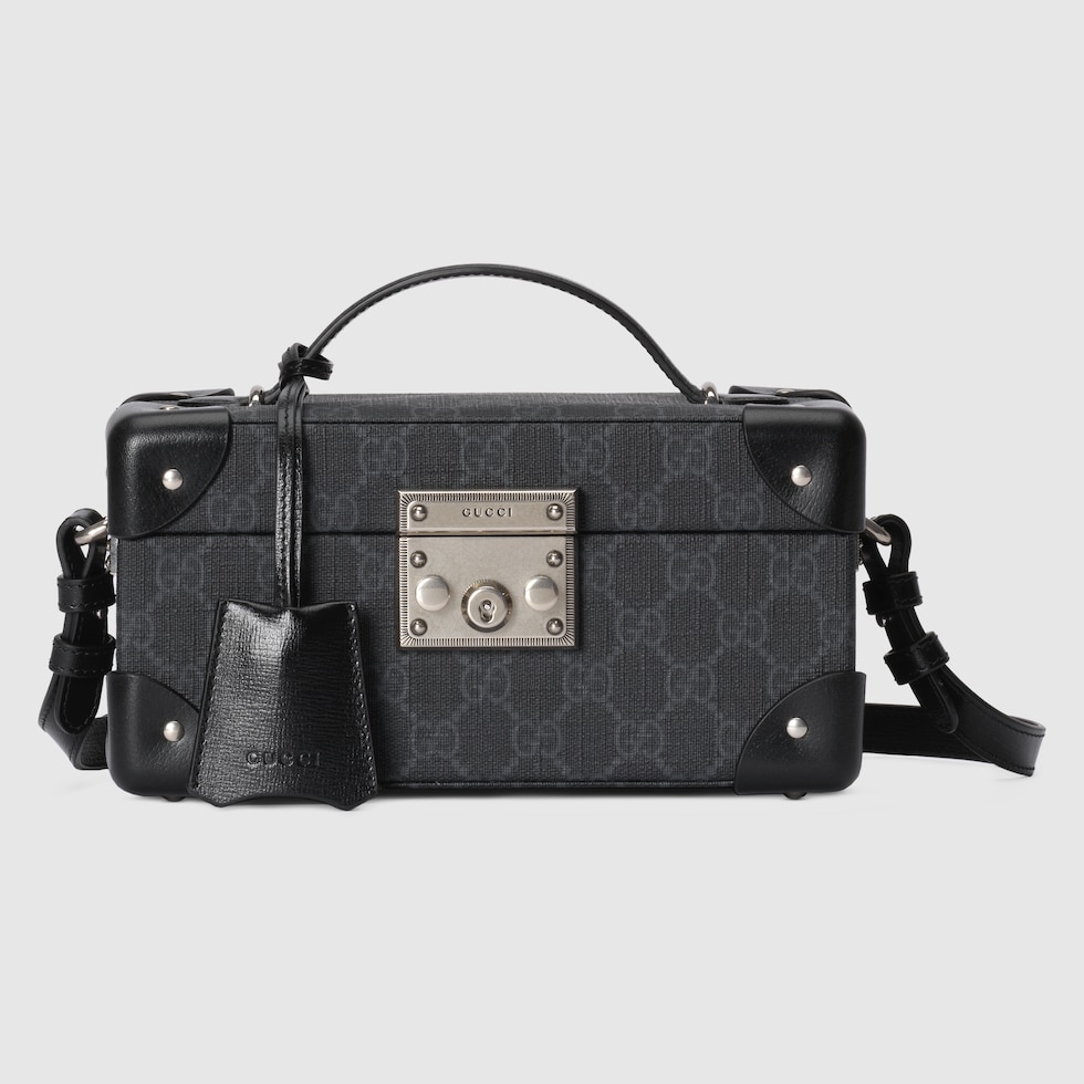 Small rigid jewelry case in black Supreme | GUCCI® US