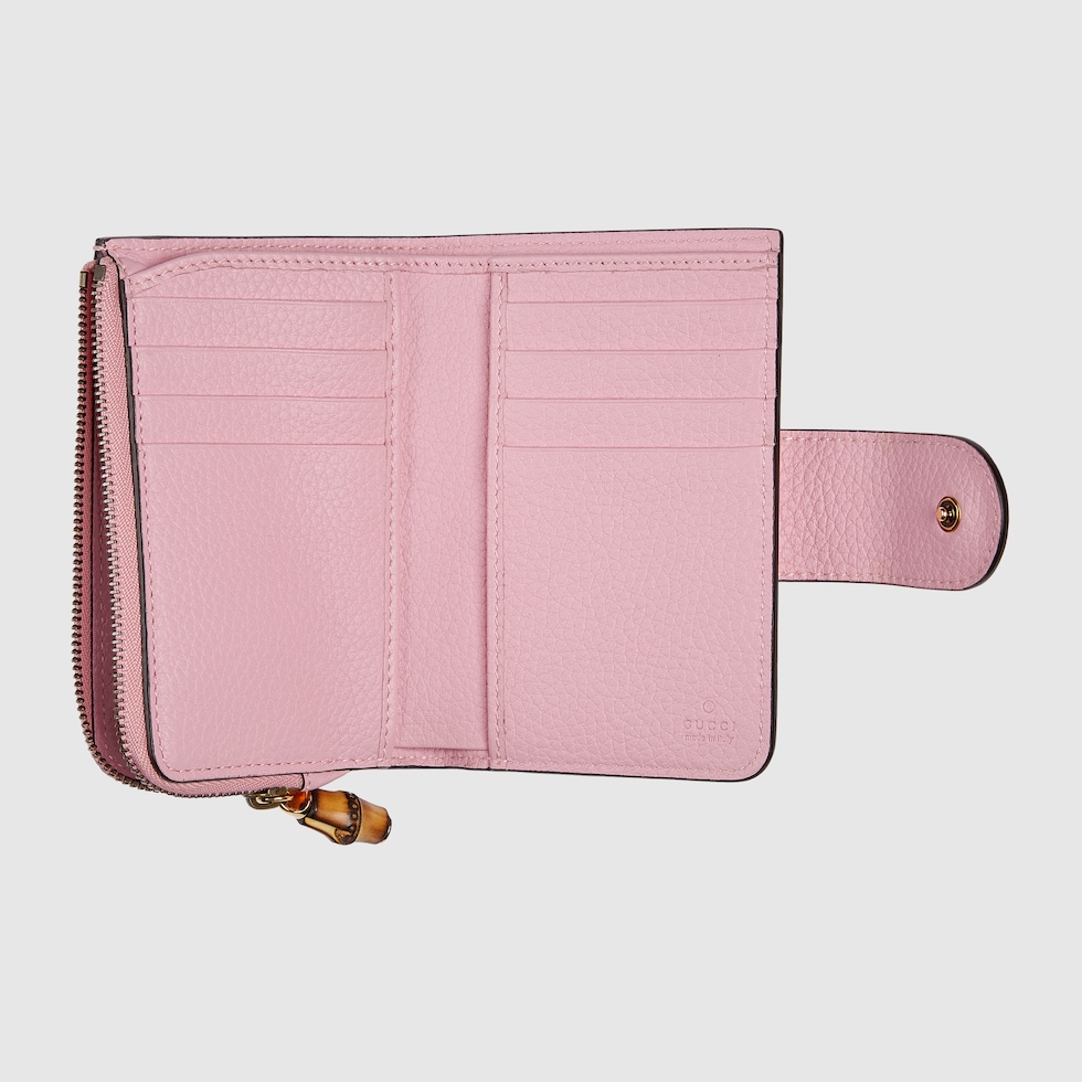 GUCCI 財布 バンブー バンブー付き ダブルG ミディアム ウォレット ・ピンク レザー