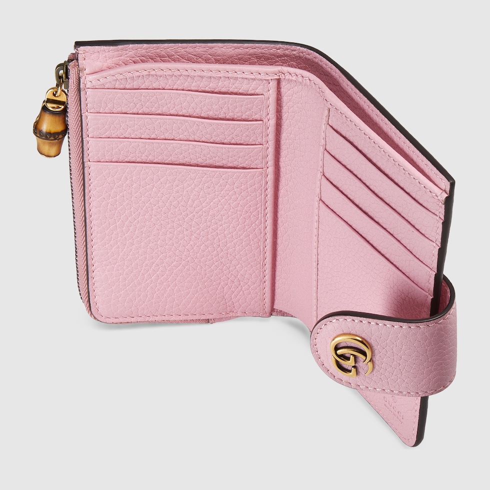 GUCCI バンブー付きダブルＧ　ミディアムウォレット バンブー付き ダブルG ミディアム ウォレット ・ピンク レザー