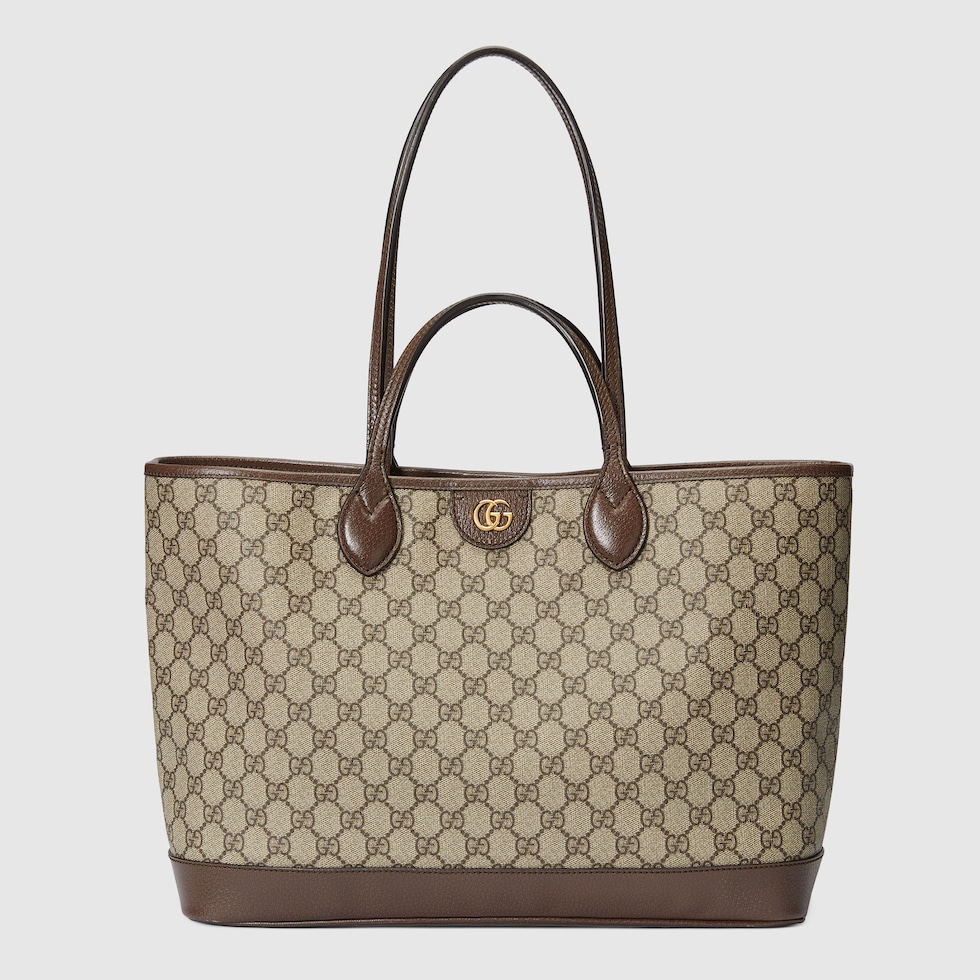 Ophidia medium tote bag in beige and ebony Supreme | GUCCI® US