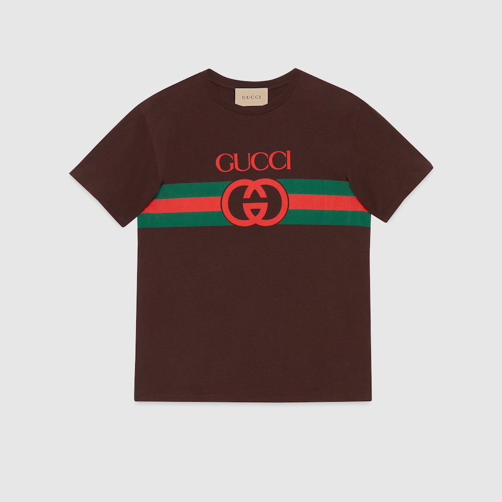 インターロッキングG コットン Tシャツブラウン | GUCCI® JP