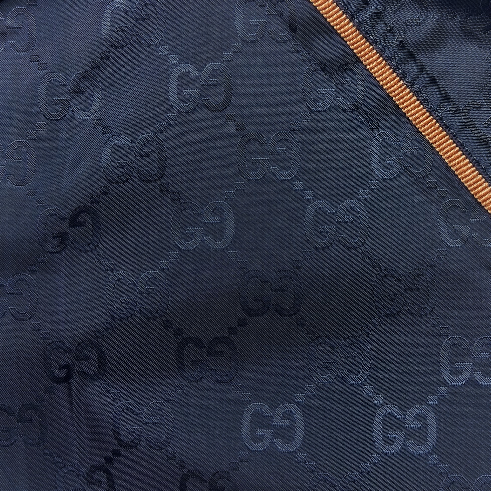 Technical GG hooded jacket in dark blue | GUCCI® US