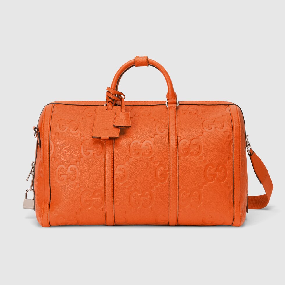 Jumbo GG small duffle bag in orange leather GUCCI® UK