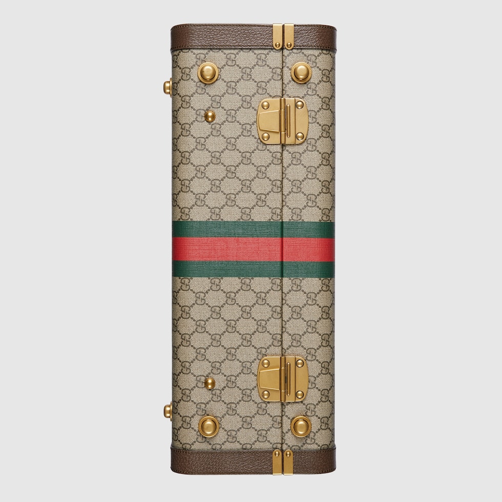 Gucci Savoy medium rigid suitcase in beige and ebony Supreme