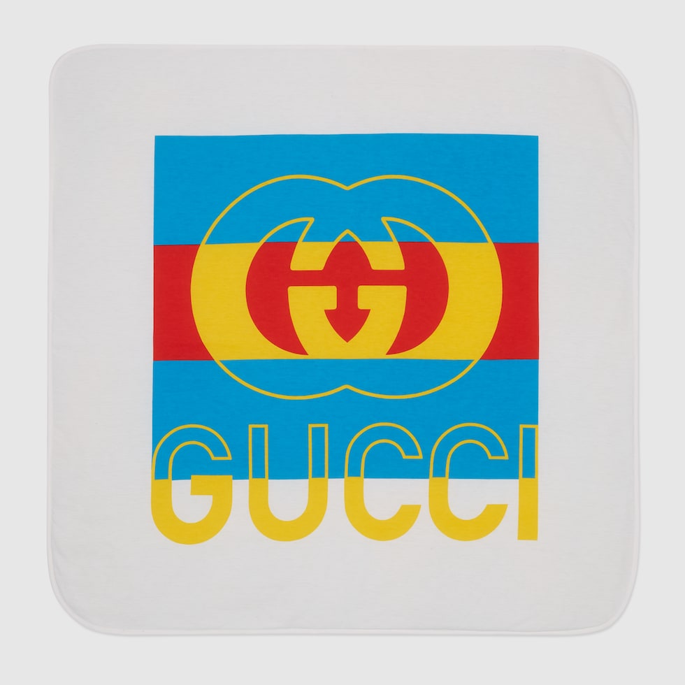 Baby cotton blanket with  in white GUCCI® UK