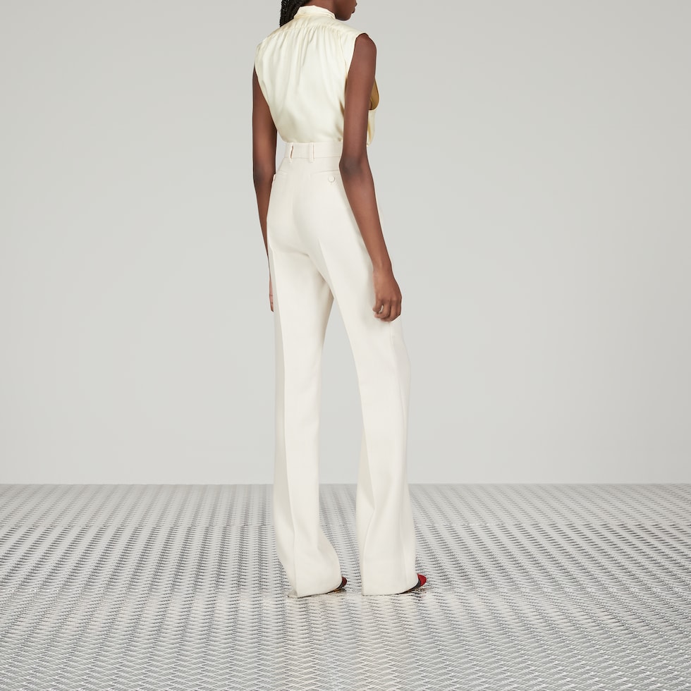 Wool crêpe pant in ivory | GUCCI® US