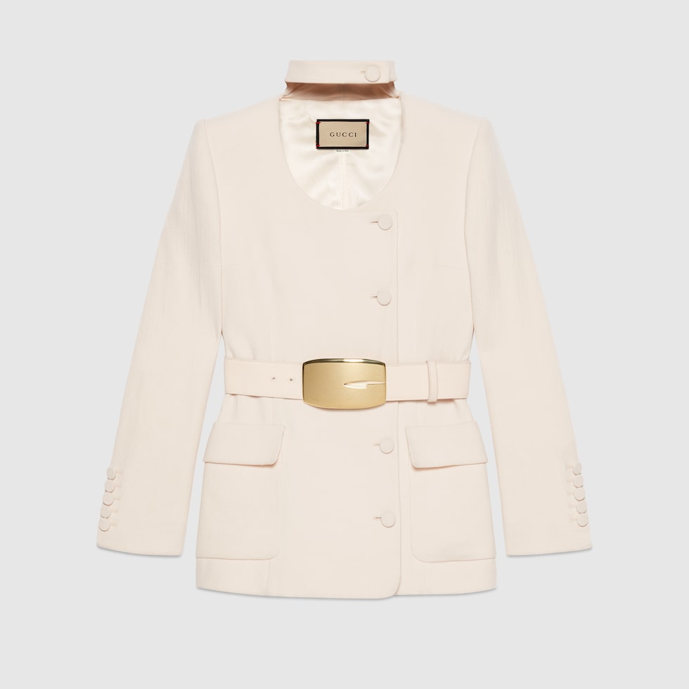 ジャケット Gucci Wool Crepe Jacket Wool crêpe jacket in ivory | GUCCI® UK