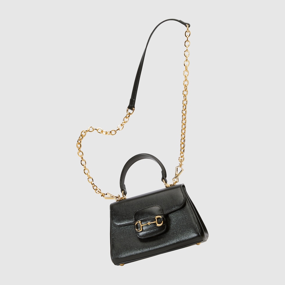 【関税送料込】GUCCI Horsebit 1955 Small ハンドバッグ Gucci Horsebit 1955 small top handle bag in black leather