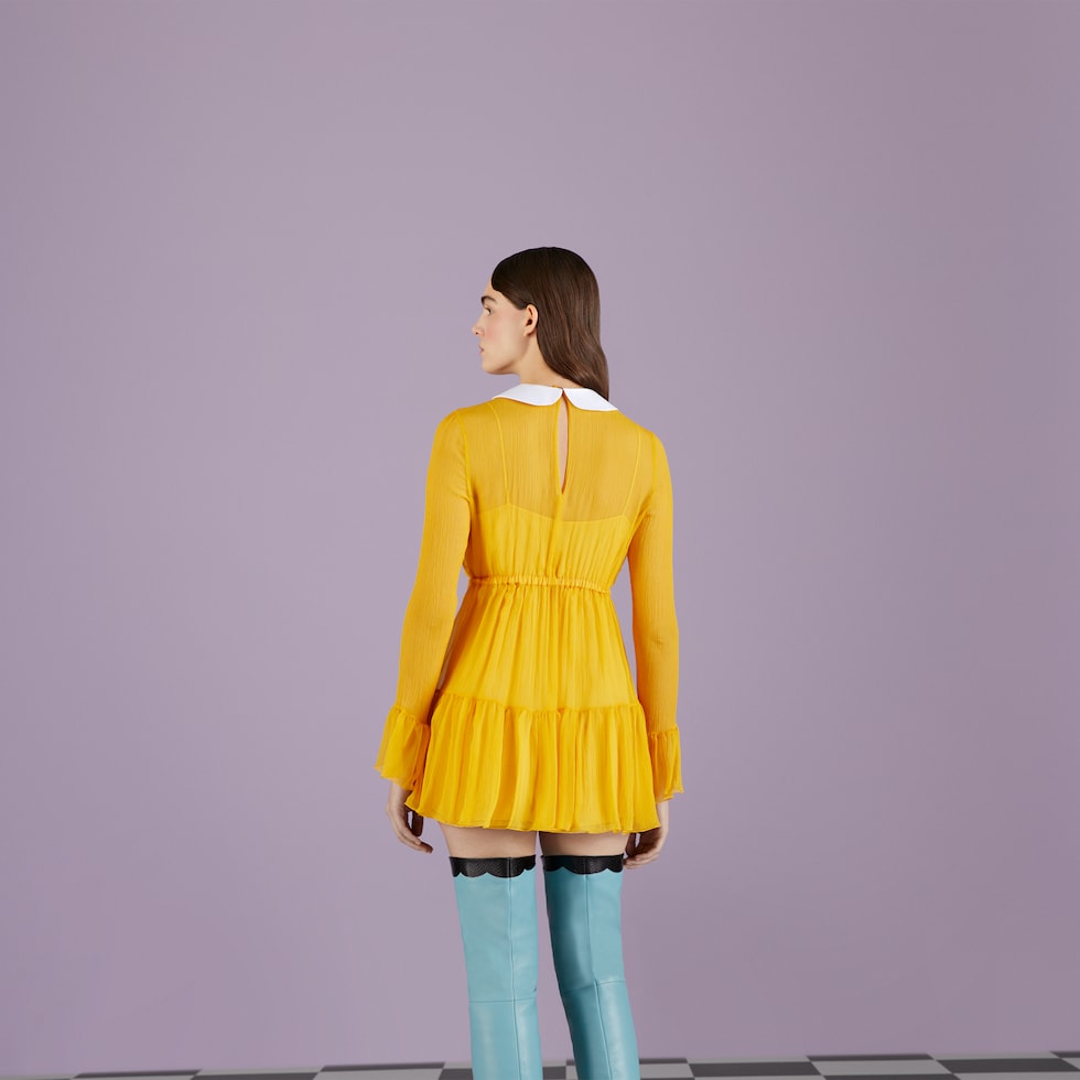 【GUCCI】シルク♡イエロー シフォンブラウス 【クリーニング済み】 GUCCI】シルク♡イエロー シフォンブラウス 【クリーニング済み