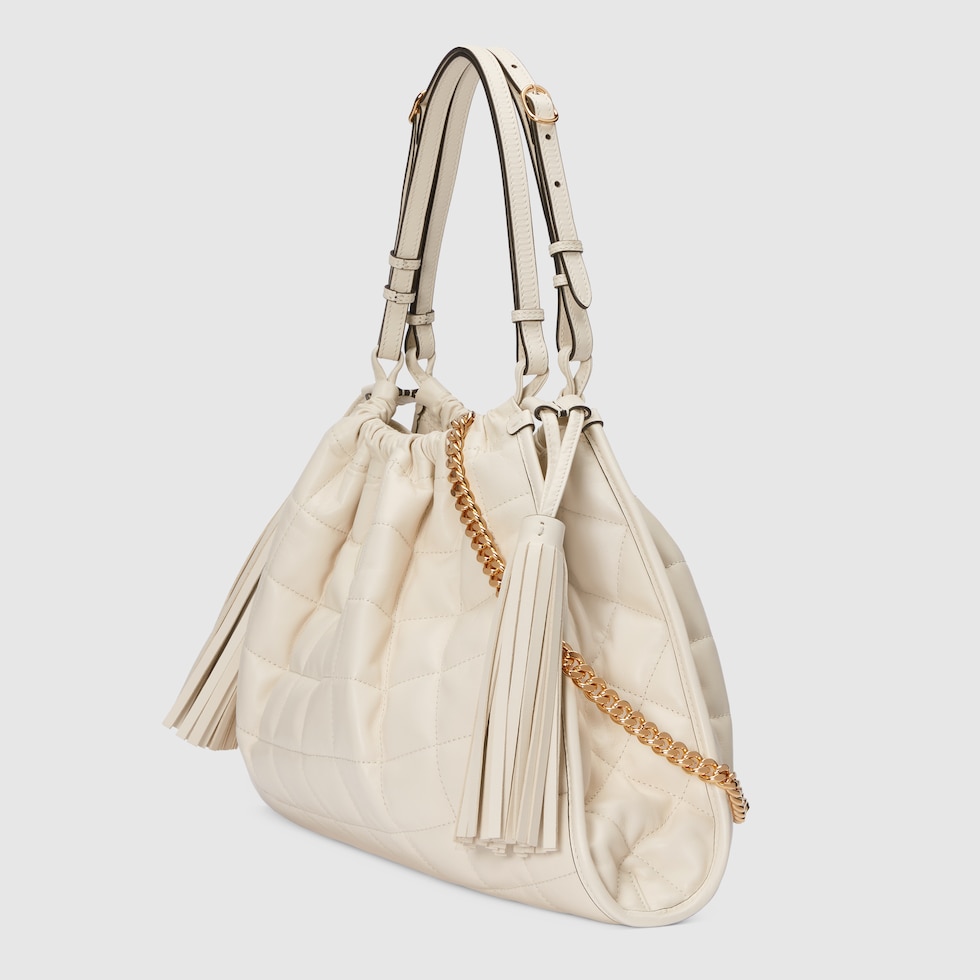 Gucci Deco medium tote bag in white leather GUCCI AE