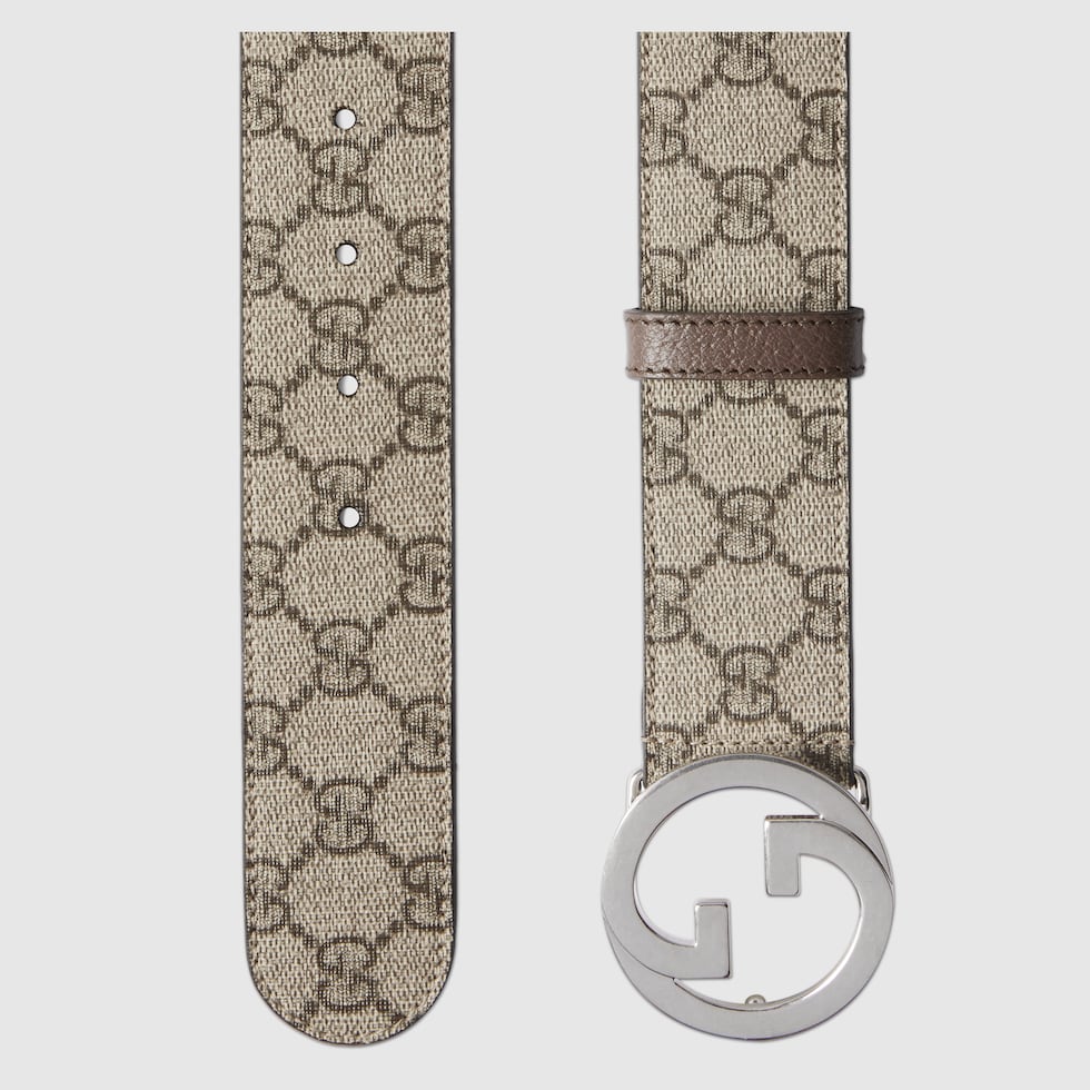 Gucci Blondie belt in beige and ebony Supreme | GUCCI® US