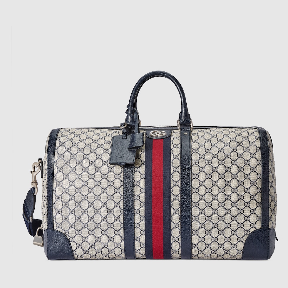 Gucci Savoy系列大号旅行包 in米色和蓝色GG Supreme帆布 GUCCI® DE