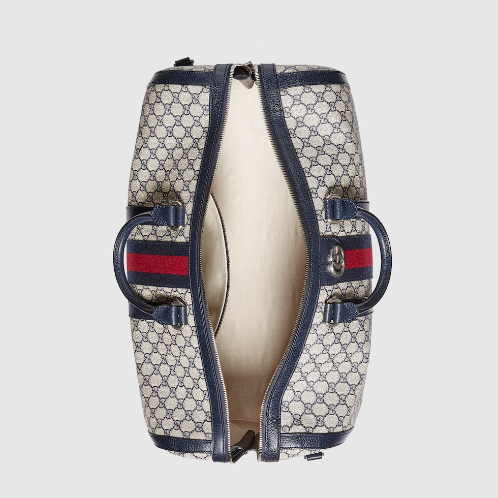 Gucci Savoy large duffle bag in beige and blue GG Supreme GUCCI® UK
