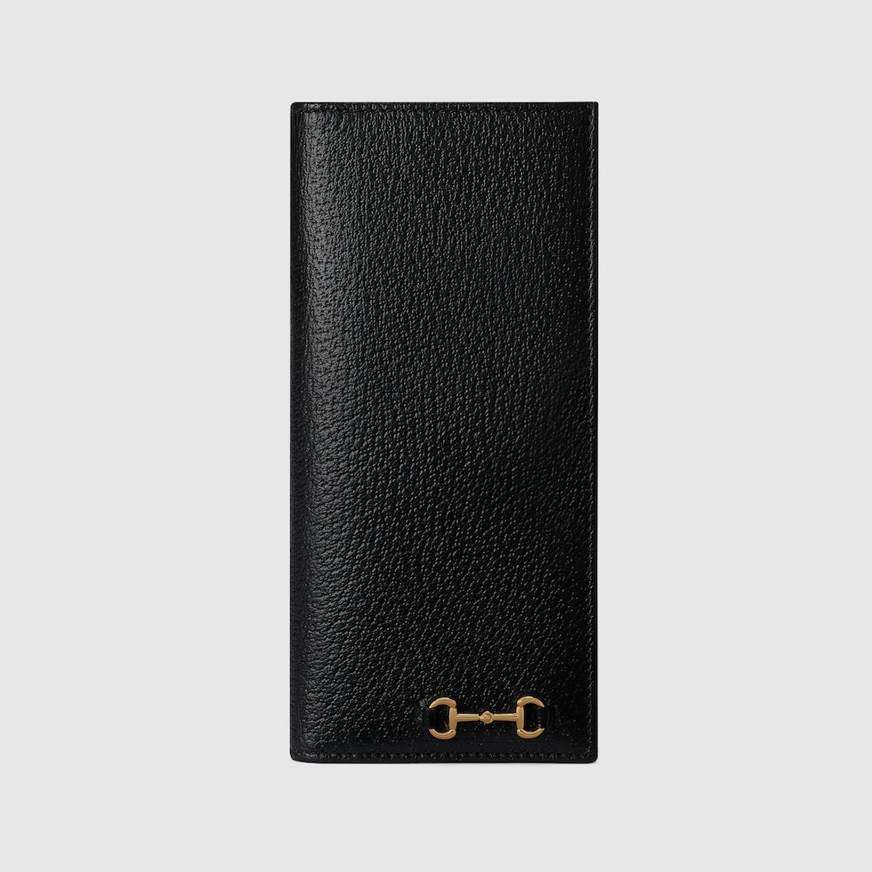 ホースビット付き ロング ウォレットブラック レザー | GUCCI® JP