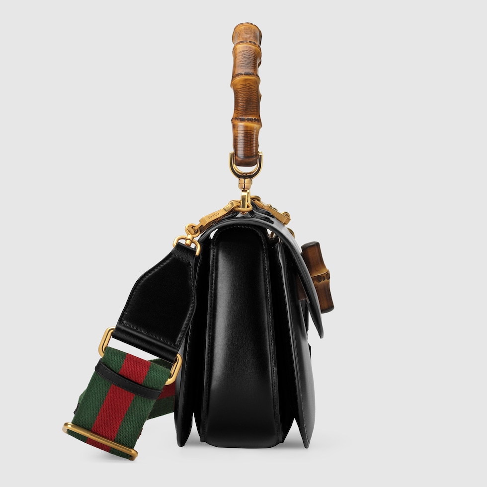 Gucci Bamboo 1947 medium bag in black leather | GUCCI® US