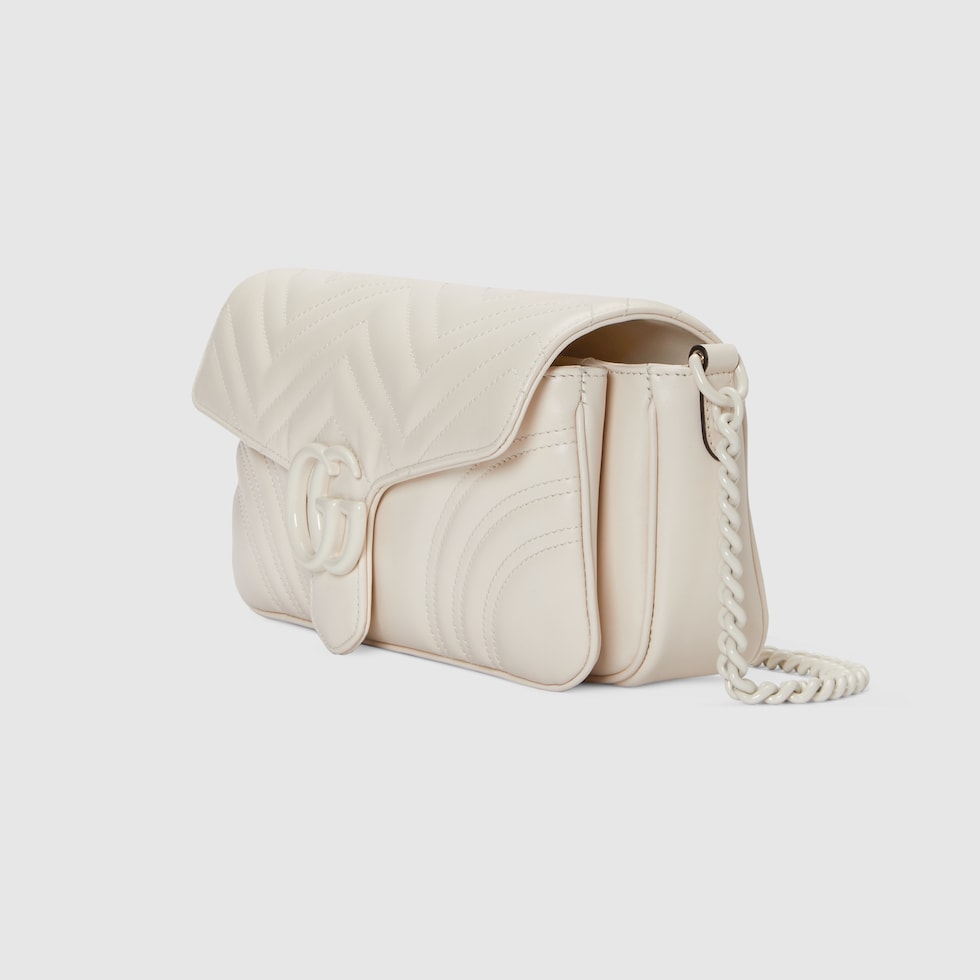 GG Marmont small shoulder bag in white leather | GUCCI® SG