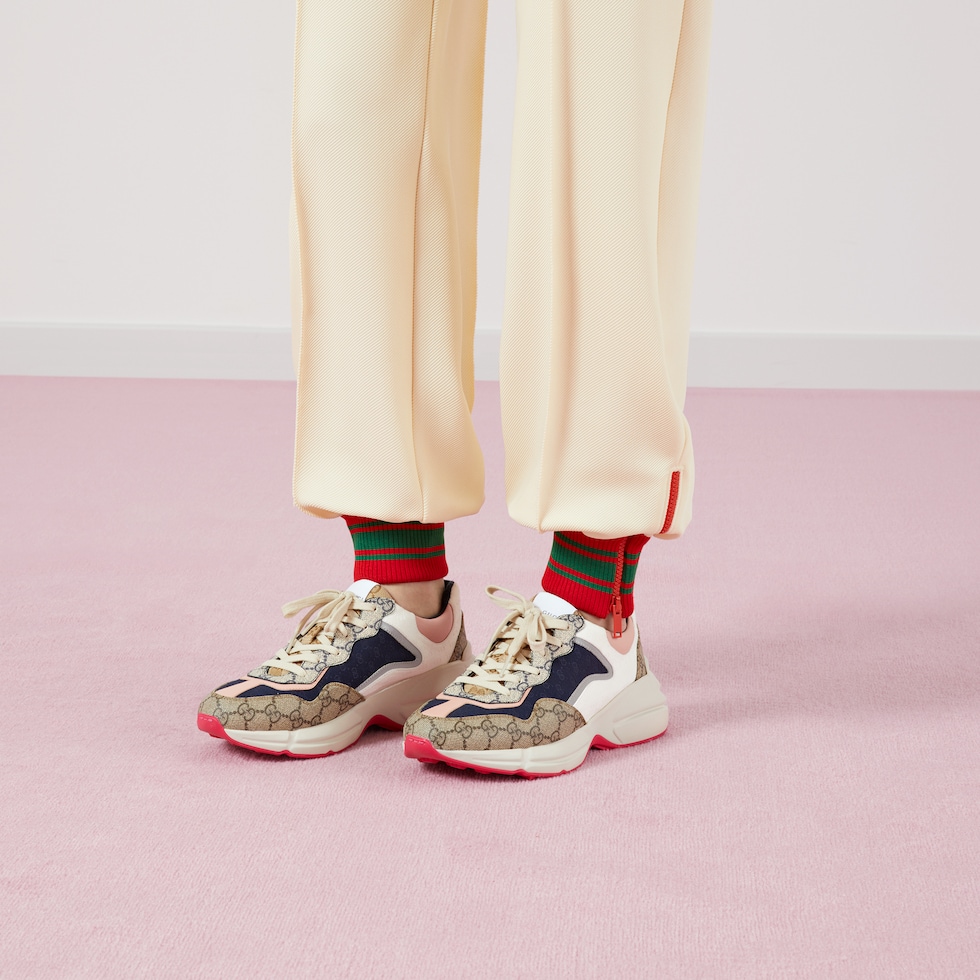 Shop Gucci Rhyton Mixed Media Sneakers