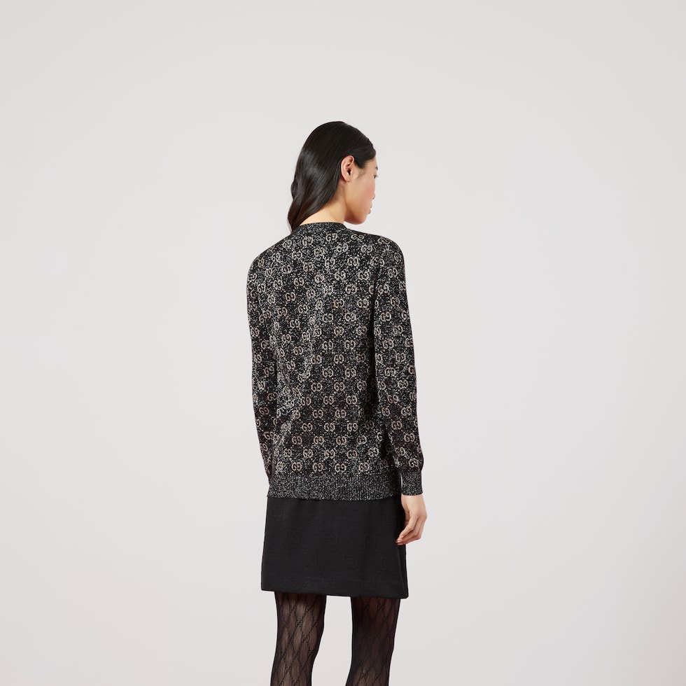 GUCCI - 美品 GUCCI グッチ ラメ GG柄ジャガード Vネック ニット