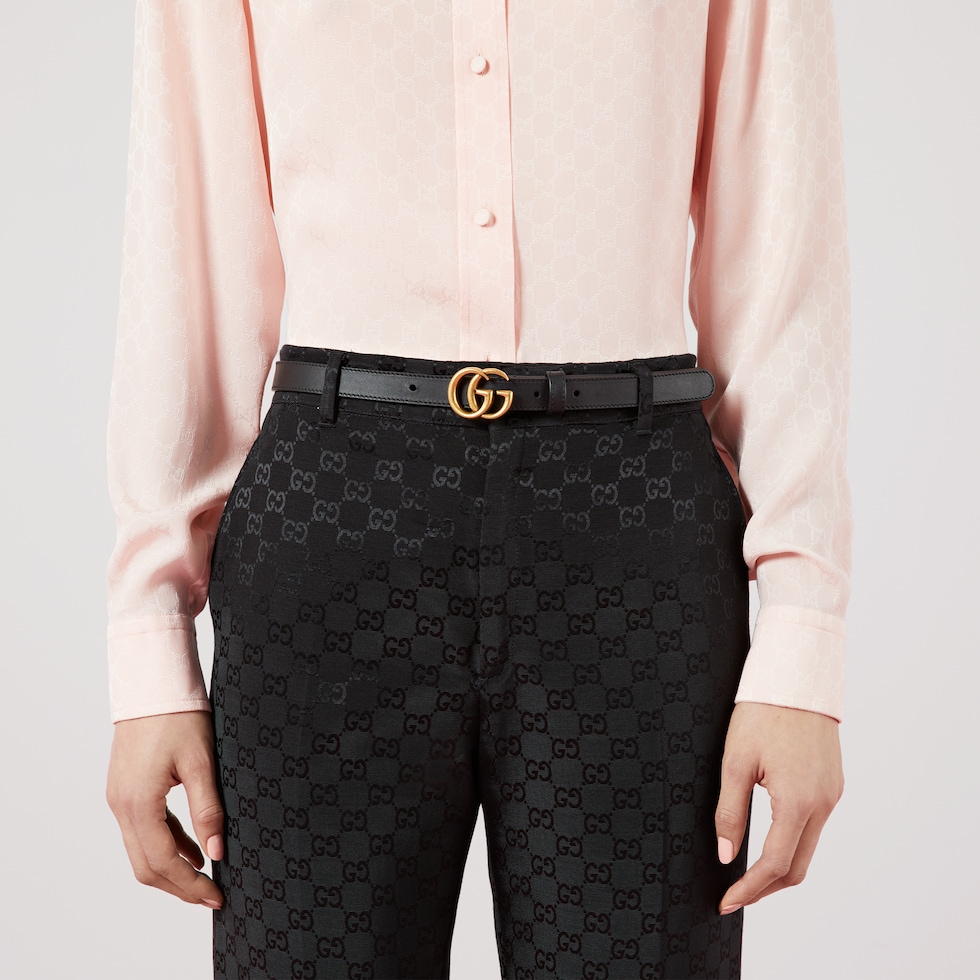 Black GG-logo leather belt, Gucci