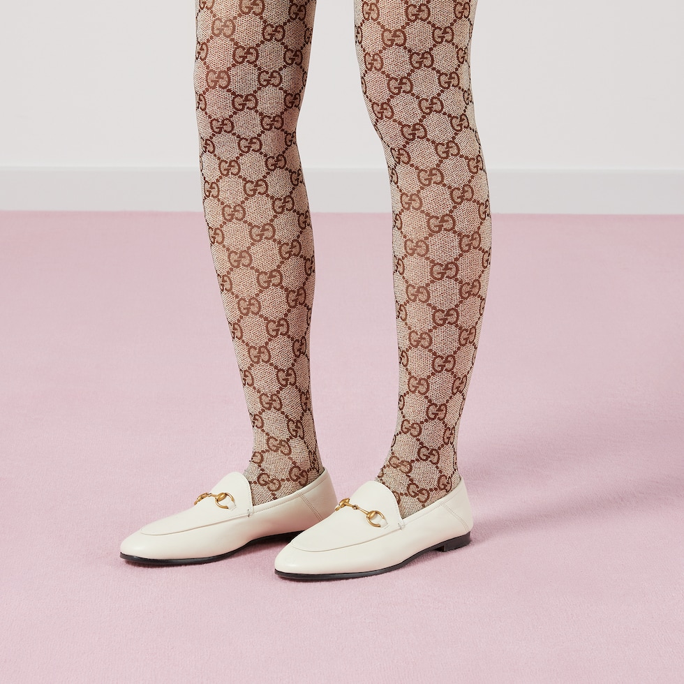 Gucci white shop leather loafers
