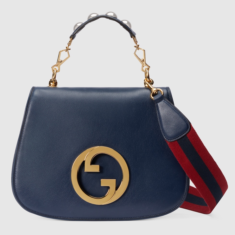 Gucci Blondie small top handle bag in blue leather | GUCCI® SG